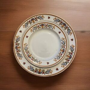 Vtg Oneida Plate Set 10” 7” Classic B-07 Blue & Red Floral Baskets Yellow Scroll